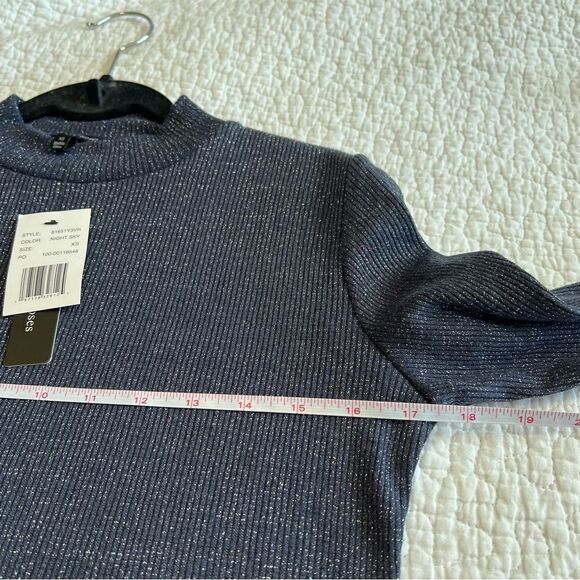 ✨ Violets & Roses Blue Metallic Night Sky Long Sleeve Top XS NWT - Picture 9 of 10